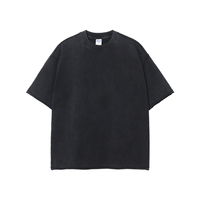 T-shirt en coton noir surdimensionné pour homme, manches courtes, col rond, jersey décontracté, uni, coupe classique