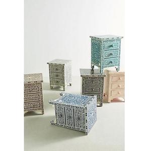 Table à tiroirs en os incrusté de la marque ILAHI, design moderne, détails en agate, rangement à trois niveaux, meuble portable pour la maison - Product Image 5