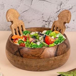 Juego de Tazones de Madera de Mango de Lujo con 2 Asas para Mezclar Ensaladas y Frutas, Tazones de Madera para Servir en la Cocina o el Comedor - Product Image 4