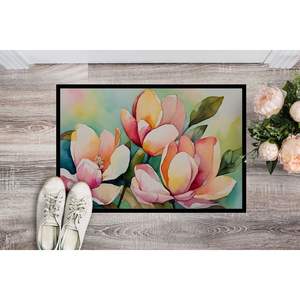 Mississippi Magnolia Watercolor Doormat Non-Slip Indoor <b>Outdoor</b> Entryway Rug Low Pile 24H X 36W Washable Front Door <b>Mat</b> - Product Image 2