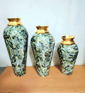 High-Gloss Marble Finish Cast Aluminium Metal <b>Vase</b> – <b>Gold</b> Collar Floral Centerpiece Flower <b>Vase</b> – Direct B2B Wholesale India - Product Image 4