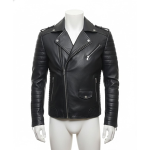 Solid Color Casual Men's <b>Winter</b> <b>Leather</b> <b>Jacket</b> with Front Logo Breathable & Eco-Friendly Streetwear - Product Image 1