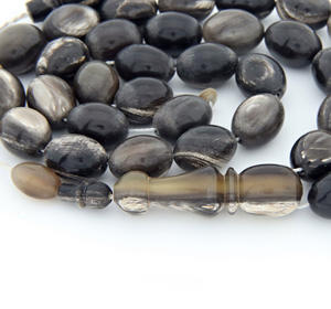 Chapelet islamique artisanal en corne de buffle naturelle, perles de prière imitation antique 33/100, Misbaha traditionnel - Product Image 3