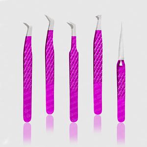 Pince à cils en acier pur magenta Nouveau design Diamond Grip pour couches épaisses et fines Outil de beauté avec pointe de volume pointue - Product Image 5