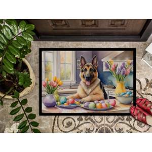 Nouveau extérieur et intérieur 18H X 27W antidérapant lavable Pile basse Pâques berger allemand paillasson pour entrée porte d'entrée décor - Product Image 3