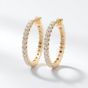 Premium 10K Solid Gold Eternity Hoop <b>Earrings</b> with Lab Grown Diamonds Luxury <b>Fine</b> Jewelry for Women OEM Manufacturing - Product Image 5