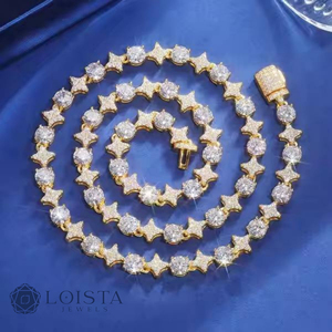 Collier Statement LOISTA en Zircon Cubique, Design Étoile, Plaqué Or, Alliage de Zinc, Unisexe, Bijoux Hiphop pour Soirée - Product Image 5