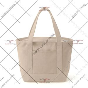 Canvas Tote Bag with Dual Shoulder Straps Front Utility Pocket Reusable Shopping Travel <b>Handbag</b> Custom Logo OEM ODM Wholesale - Product Image 4