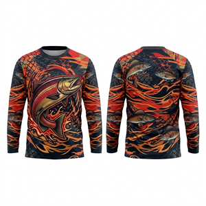 Vente en gros de maillots de pêche personnalisés 100% polyester respirant, de haute qualité, sublimés, à manches longues, avec protection UV - Product Image 1