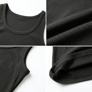 Ribbed Tank <b>Top</b> Sleeveless Scoop Neck Fitted Knit Yoga Active Wear Breathable Stretch Custom OEM Wholesale Manufacturer - Product Image 5