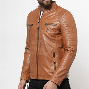 Veste en cuir de luxe pour homme avec col montant et logo personnalisé, idéale pour les meilleures ventes de vestes d'hiver pour homme - Product Image 2