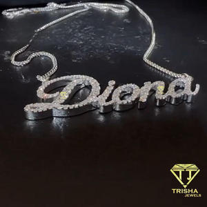 สร้อยคอชื่อประดับเพชรเทียม จี้แบบสั่งทำได้ สร้อยคอหรูหราแบบ Iced Out เครื่องประดับแฟชั่นส่วนตัว - Product Image 3