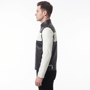 Veste en cuir pour homme, zippée, veste de motard en cuir sur mesure, haute qualité, manches longues avec poches latérales. - Product Image 3