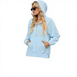 Pull à capuche décontracté pour femme, personnalisé avec logo, respirant, tricoté, à manches longues, avec poches zippées, idéal pour l'hiver - Product Image 3
