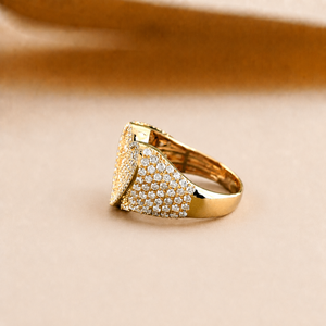 Bague Moissanite en forme de cœur plaquée or jaune, sertie de diamants taille baguette, bijou statement pour homme - Product Image 2