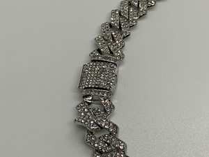 Collar de Cadena Figaro de Plata 925 con Baño de Rodio para Hombre, con Microincrustaciones de Moissanita, Estilo Hiphop, para Uso Diario - Product Image 2
