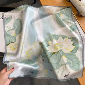 Fashion Custom Silk Satin <b>Floral</b> Square Head <b>Scarves</b> Bandanas-High Quality Outdoor Use All Seasons Custom Colors Dot Solid - Product Image 2