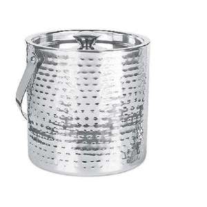 Cubo de hielo redondo de acero inoxidable, estilo vintage hecho a mano, enfriador para fiestas con doble asa. - Product Image 5