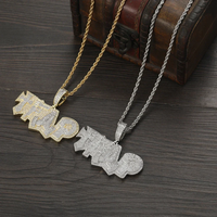 Collier pendentif en laiton zircon pour homme, style hip-hop, avec breloque en cristal étincelant, chaîne streetwear, bijoux en moissanite, cadeau pour lui
