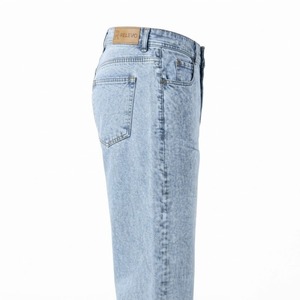 Jeans de Mezclilla para Hombre, Corte Recto, Cintura Alta, Lavado a la Piedra, Ligeros, de Algodón, Estilo Casual de Primavera, Color Azul - Product Image 3