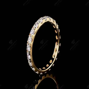Anillo de Diamantes Cultivados en Laboratorio, Corte Brillante Redondo, Banda Completa de Eternidad, con Oro Amarillo de 14K, Joyería Nupcial Fina, Regalo Encantador para Ella - Product Image 1