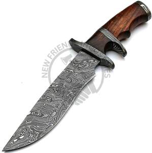 Nuevo Cuchillo de Caza de Hoja Fija Hecho a Mano Personalizado de 12 Pulgadas, Cuchillo Bowie de Acero de Damasco con Mango de Madera de Palisandro, Cuchillo de Supervivencia para Camping - Product Image 1