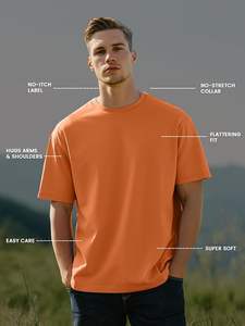 T-shirts en gros à faible MOQ, 100% Coton 260GSM, Manches Courtes, Homme, Coupe Ample et Oversize, Coupe Boxy, T-shirts Vierge Respirants - Product Image 5