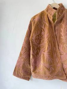 Chaqueta de Terciopelo Bordada con Diseño Floral Suzani Indio de Alta Calidad, Reversible, Estilo Boho Hippie, Unisex, para Mujer, Otoño-Invierno, Boutique - Product Image 5