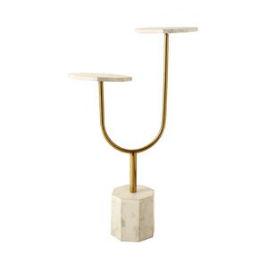 Modern <b>Marble</b> <b>Top</b> <b>Console</b> <b>Table</b> with Gold Metal Base Contemporary Living Room Accent Furniture - Product Image 2