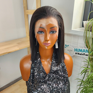 Bob Cut Glueless <b>Wigs</b> Raw Vietnamese Brown Color HD Lace Base Bone Straight Raw Human Hair for Black Women - Product Image 1