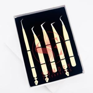 แหนบปลายไมโครเคลือบผงครีมด้ามจับพิเศษสำหรับการต่อขนตาโลโก้ที่กำหนดเองวัสดุสแตนเลสคุณสมบัติใหม่ - Product Image 1