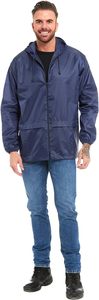Chaqueta cortavientos impermeable con capucha, informal, estilo urbano, con bloques de color, plegable, para viaje. - Product Image 2