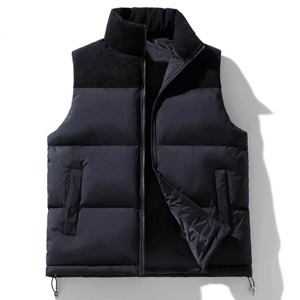 Men's Winter Sleeveless Puffer Vest Stand Collar 100% <b>Canvas</b> Waterproof Eco-Friendly Casual Quilted Windproof Outerwear - Product Image 5