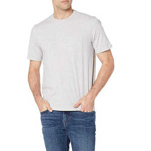 T-shirts pour hommes en coton uni 100% coton, mélange 60% coton 40% polyester, col rond, blanc et noir, coupe épaules tombantes - Product Image 2