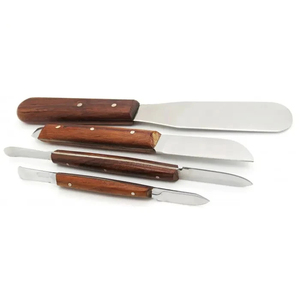 Couteau à cire dentaire manuel réutilisable en acier inoxydable avec manche en bois, ensemble de 4 spatules de mélange pour laboratoire de modelage de cire, chirurgical CE - Product Image 1