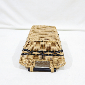 Top Rated Rectangle <b>Plastic</b> Synthetic Woven Eco-Friendly Storage Tray Lightweight Sturdy Iron Frame Desktop <b>Basket</b> - Product Image 6