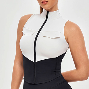 Camiseta Deportiva de Yoga para Mujer BASRA SPORTS, Estilo Racerback, Elástica en 4 Direcciones, Transpirable, de Secado Rápido, Spandex/Nylon, Malla sin Costuras, Bordado Sólido - Product Image 5