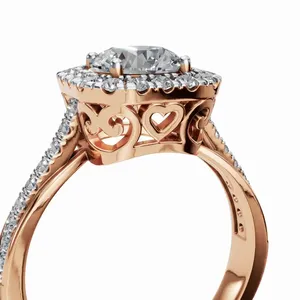 Bague solitaire en diamant rond cultivé en laboratoire certifié IGI en or rose 18 carats, certifiée luxe pour femmes - Product Image 3