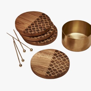 Premium Design Coasters <b>Round</b> Shape Wood Tea Cup Coasters Eco-Friendly Reusable <b>Table</b> Top <b>Mats</b> Pads Export Quality Coasters - Product Image 1