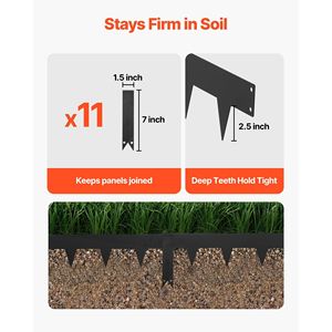 Bordatura per Giardino in Acciaio Zincato Resistente, Confezione da 10, 40 x 4,5 Pollici, Bordatura Metallica con 11 Clip di Montaggio, Bordatori Manuali - Product Image 3