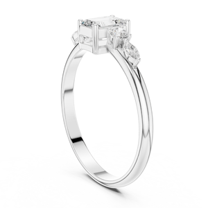 <b>Silver</b> solitaire <b>ring</b> Moissanite diamond - Elegant <b>Emerald</b> Cut Engagement <b>Ring</b> With Cluster Accents In Sterling <b>Silver</b> - Product Image 3