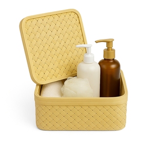 Premium Handmade Square Bamboo Jewelry <b>Box</b> with Light and Lid Eco-Friendly Dual Tone Finish for Home & Bathroom <b>Storage</b> - Product Image 1