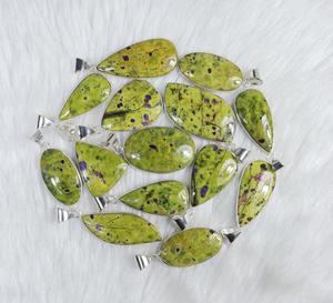 Collier pendentif en laiton argenté fait à la main magnifique cadre de lunette de pierre précieuse verte Atlantisite pour anniversaire pendentifs de mode breloques - Product Image 5