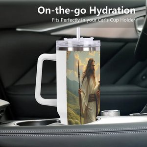 Stainless Steel Tumbler 40oz <b>Large</b> Capacity Insulated Travel <b>Mug</b> With Handle For Outdoor Use - Product Image 3