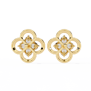 Luxury Women's Floral <b>Earrings</b> Round Brilliant Cut Lab Grown 18k Pure Gold Anniversary <b>Earring</b> <b>Fine</b> Jewelry for Wedding Gift's - Product Image 3