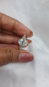 Bague de fiançailles en diamant taille ovale, or massif 18 carats, classique, pour femme, diamant naturel certifié GIA - Product Image 3