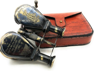 Jumelles gravées en laiton avec étui en cuir véritable, lunettes de champ vintage, cadeau optique classique, vente en gros personnalisée OEM - Product Image 3