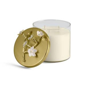 Portavelas Aromático de Primera Calidad Hecho a Mano con Tapa Dorada de Flor de Cerezo, Frasco Redondo Cilíndrico para Decoración del Hogar en Navidad - Product Image 1