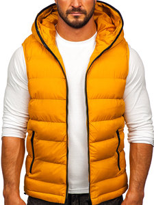 2026 Hot Selling Mens Casual Winter Waistcoat with Puffer Hood Black Quilted Zipper Vest Work Use Fabric Pocket Decoration Print - Product Image 2