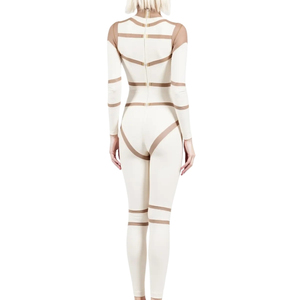 Women's High Waist Long Sleeve Bandage <b>Jumpsuit</b> Full Length Bodycon Fit Spandex Nylon Clubwear Tummy Control Shapewear - Product Image 2